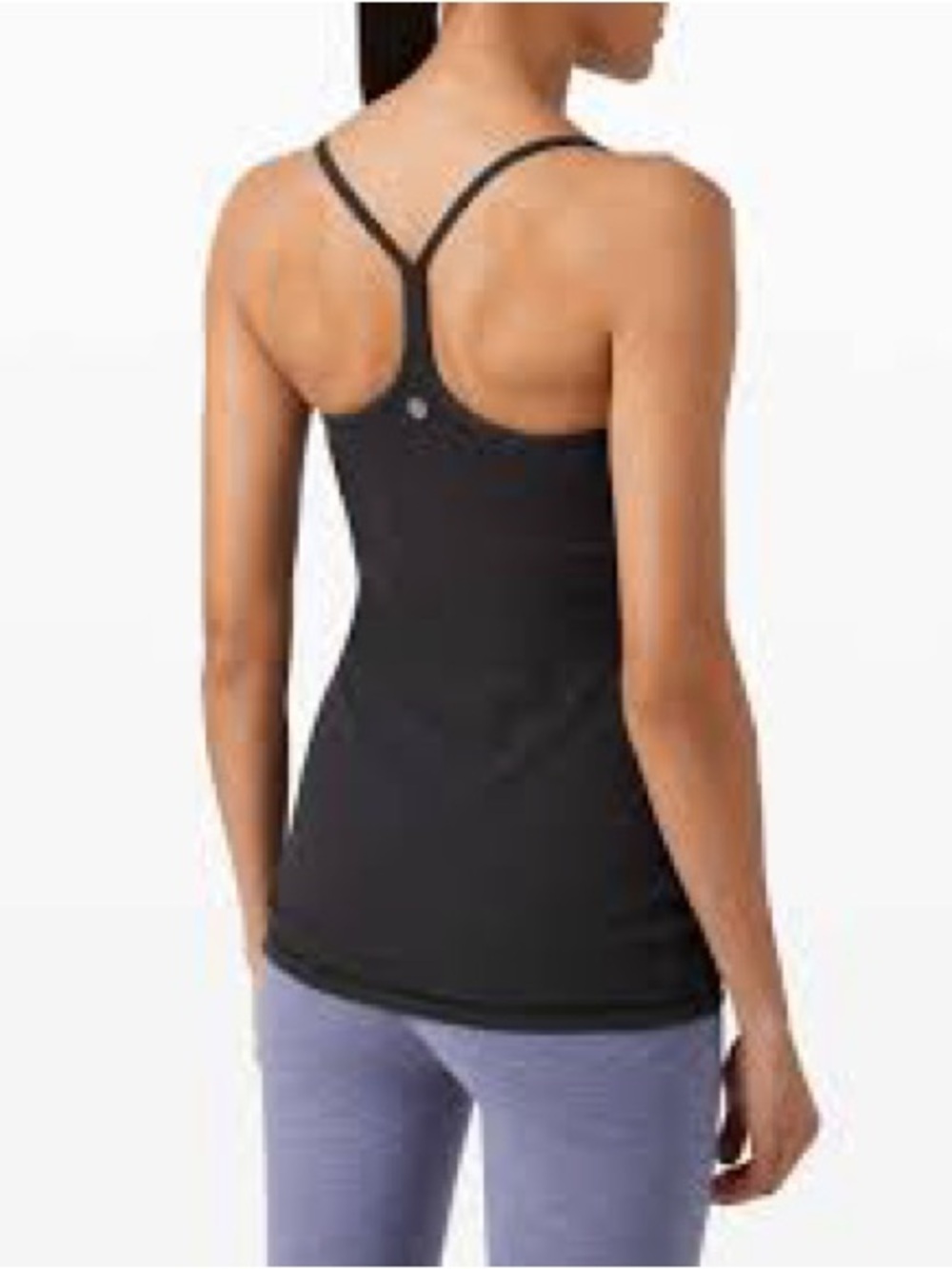 Lululemon Power Y Tank Star Crushed Black Deep Coal Built In Bra Size 6 - Picture 2 of 9